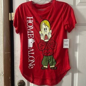 HOME ALONE JUNIORS TEE: RED: NEW WITH TAGS: SIZE S (3-5)